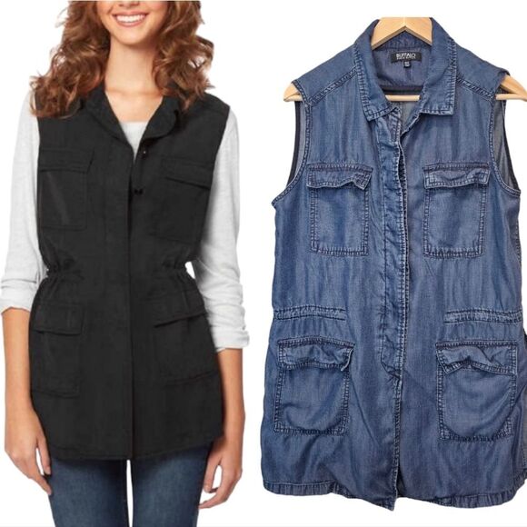 Buffalo David‎ Bitton Lightweight Blue Denim Tunic Vest Medium - Picture 1 of 11